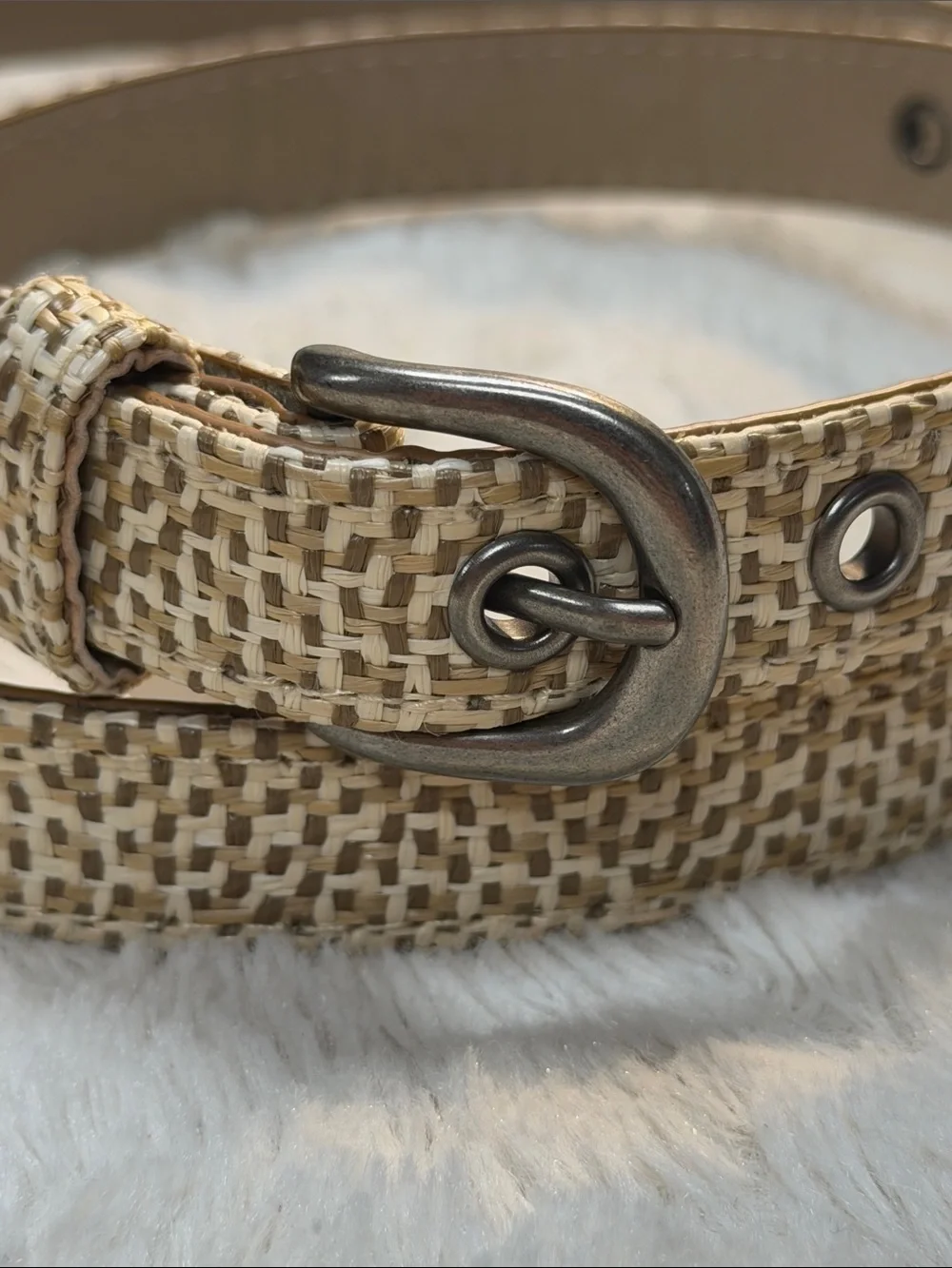 Vegan Straw Like slim Belt Boho cottage Tan Belt
